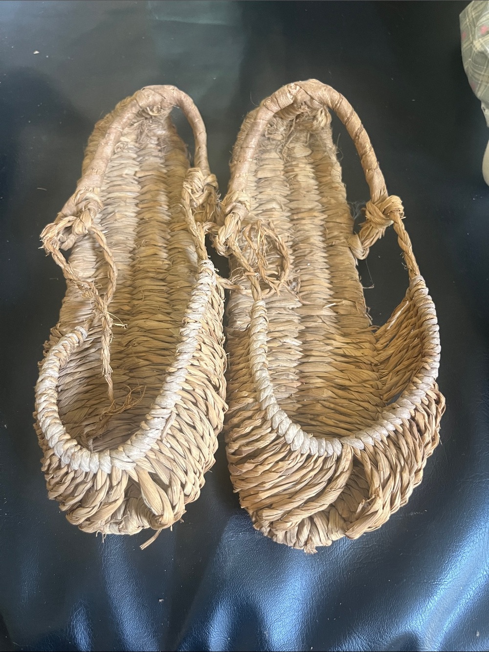 Vintage Handwoven Natural Straw Slingback Flats for Women